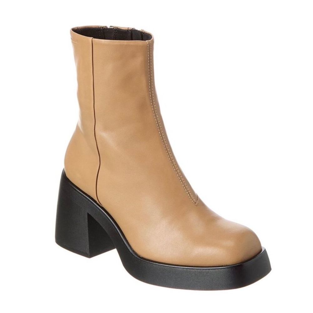 Vagabond Shoemakers Brooke Beige Leather Platform Ankle Boots Size 38